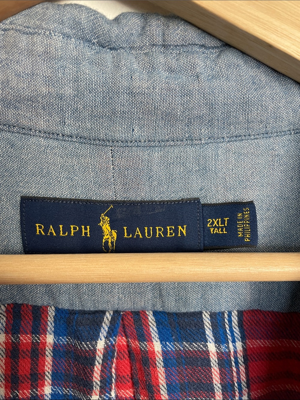 Ralph Lauren Blue Plaid Lining Lumberjack Flannel Men 2XLT Button-Down Shirt - Picture 9 of 9